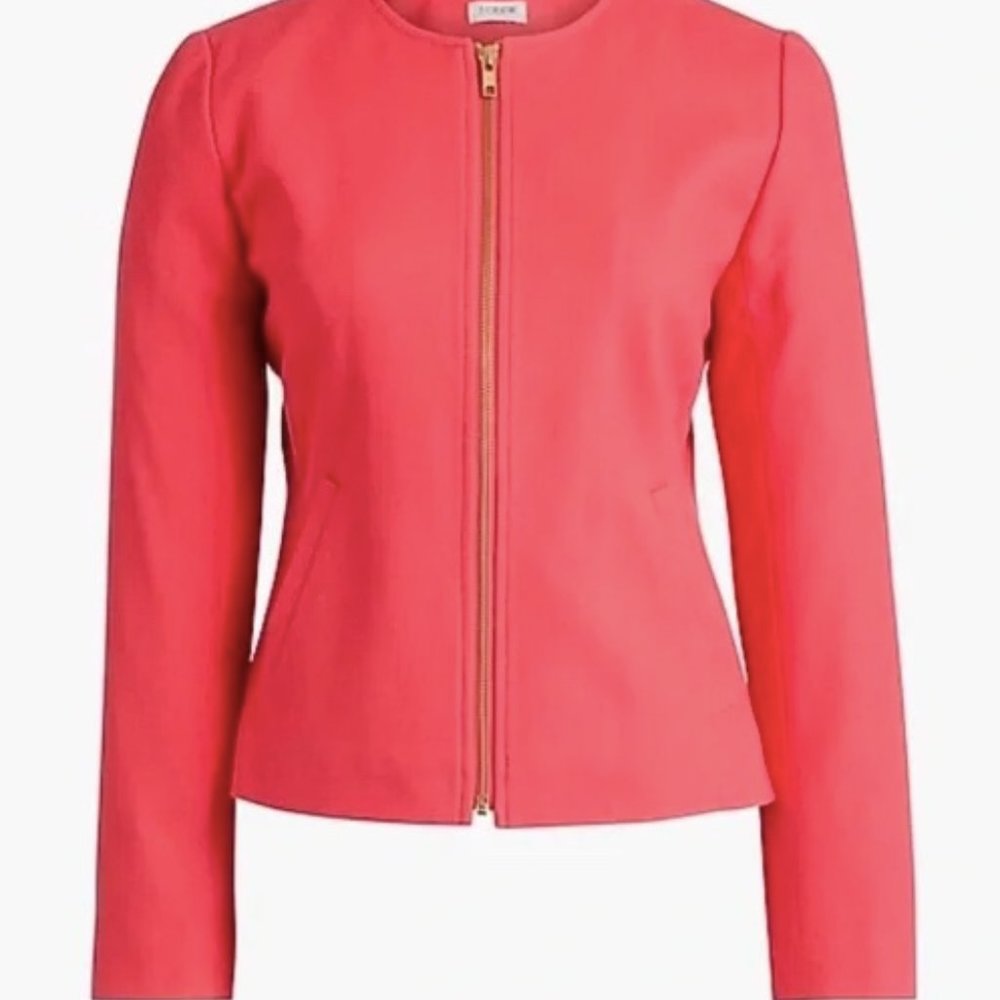 NWT J.Crew Coral Zip-Front Basketweave Jacket